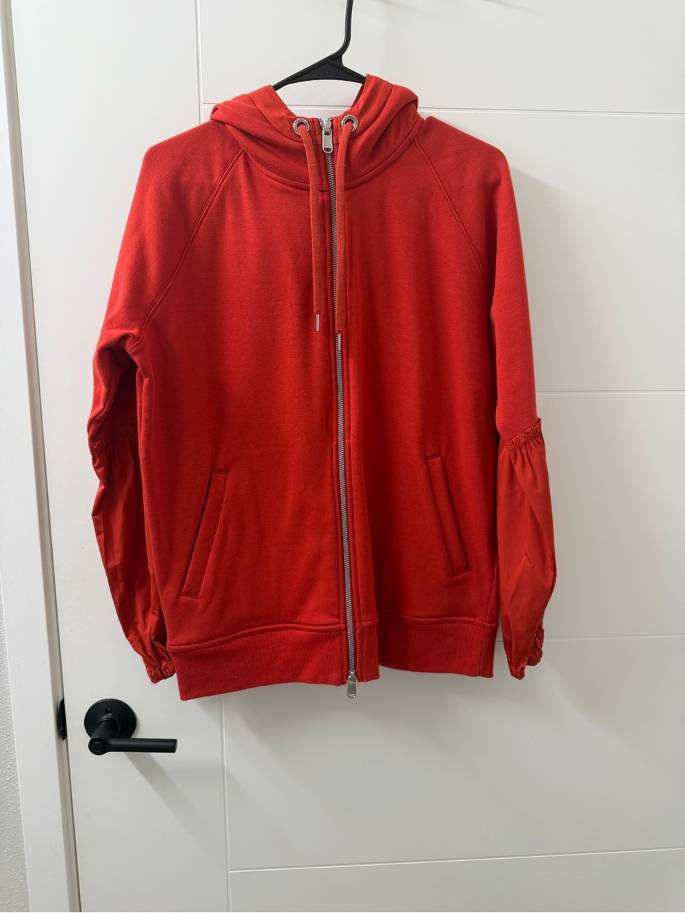 Athleta Red Lightweight Hooded Zip Jacket
